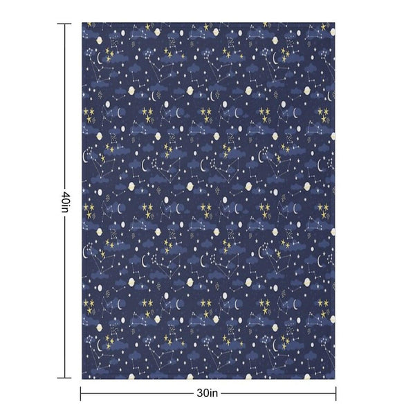 Galaxy - Cosmos, Moon And Stars. Astronomy Pattern. Cute Cartoon Universe Design. Throw Blanket