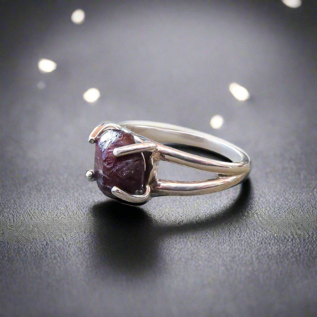 Silver Garnet Ring, A Symbol of Courage and Strength | By Blackbird & Sage