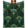 Art Deco Real Green Marbled Geometric Pattern Quick-dry Throw Blanket