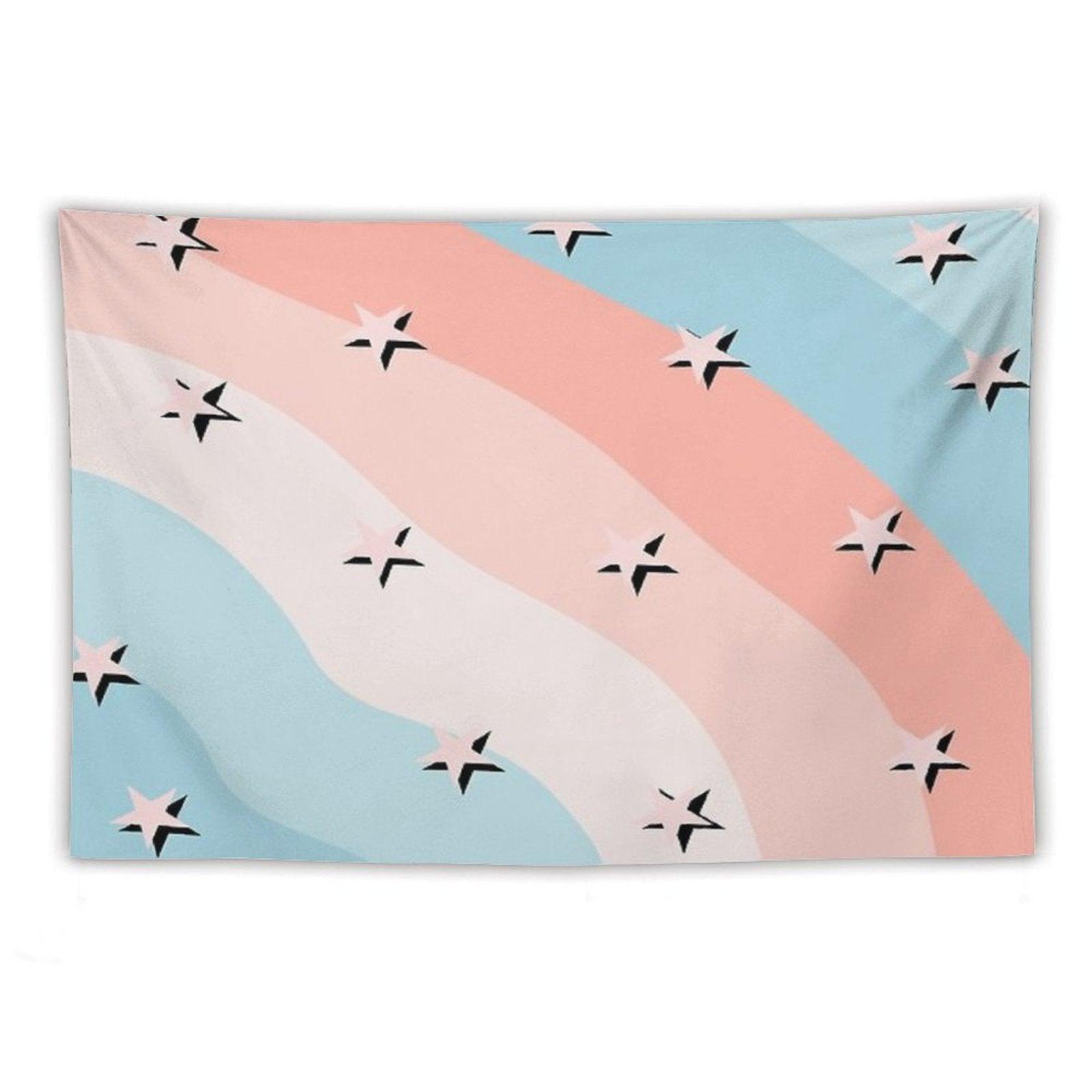 Cotton Candy Stars Striped Pattern Tapestry
