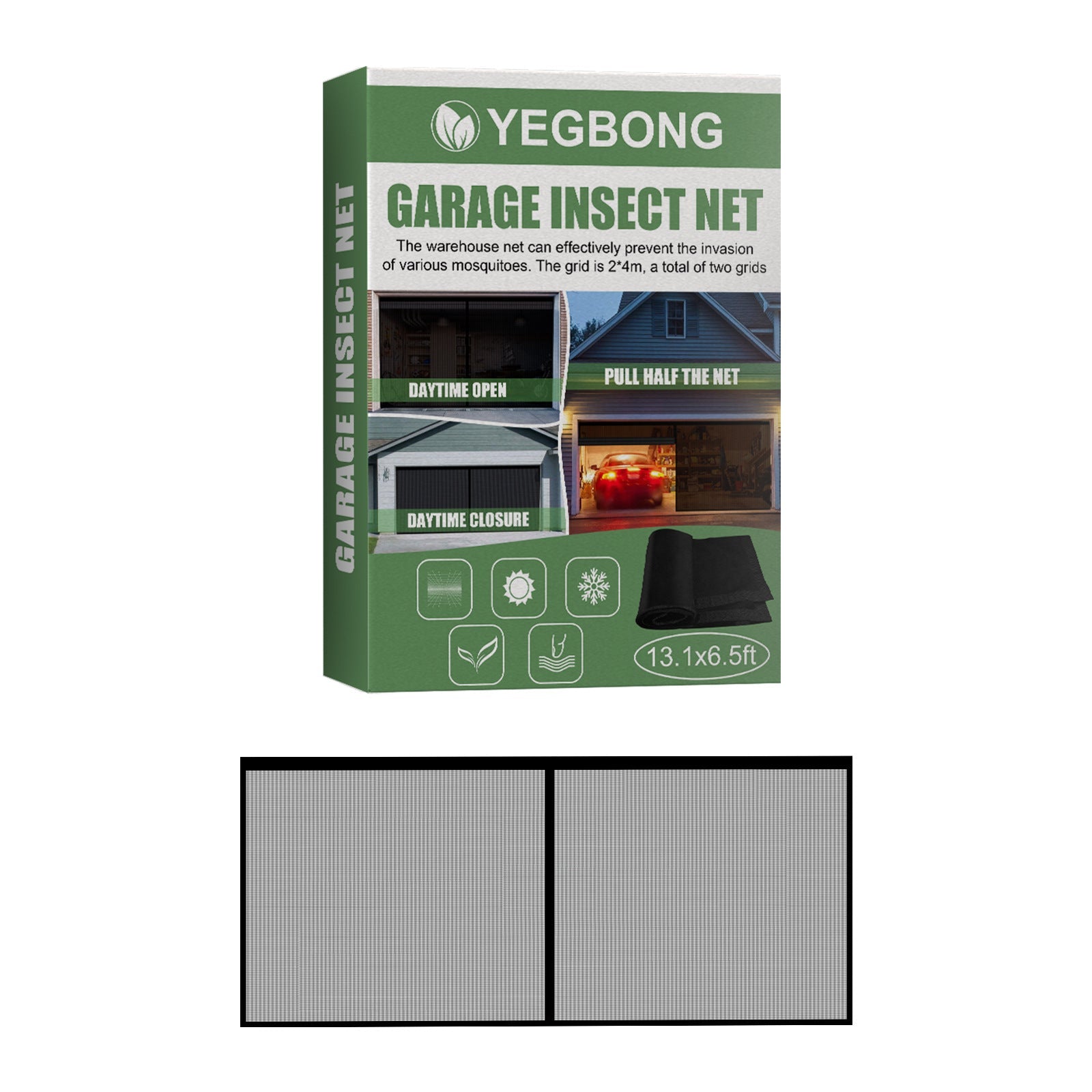 YEGBONG Garage Insect Net Velcro Seamless Retractable Portable Mosquito Net Garage Door Screen Easy Installation