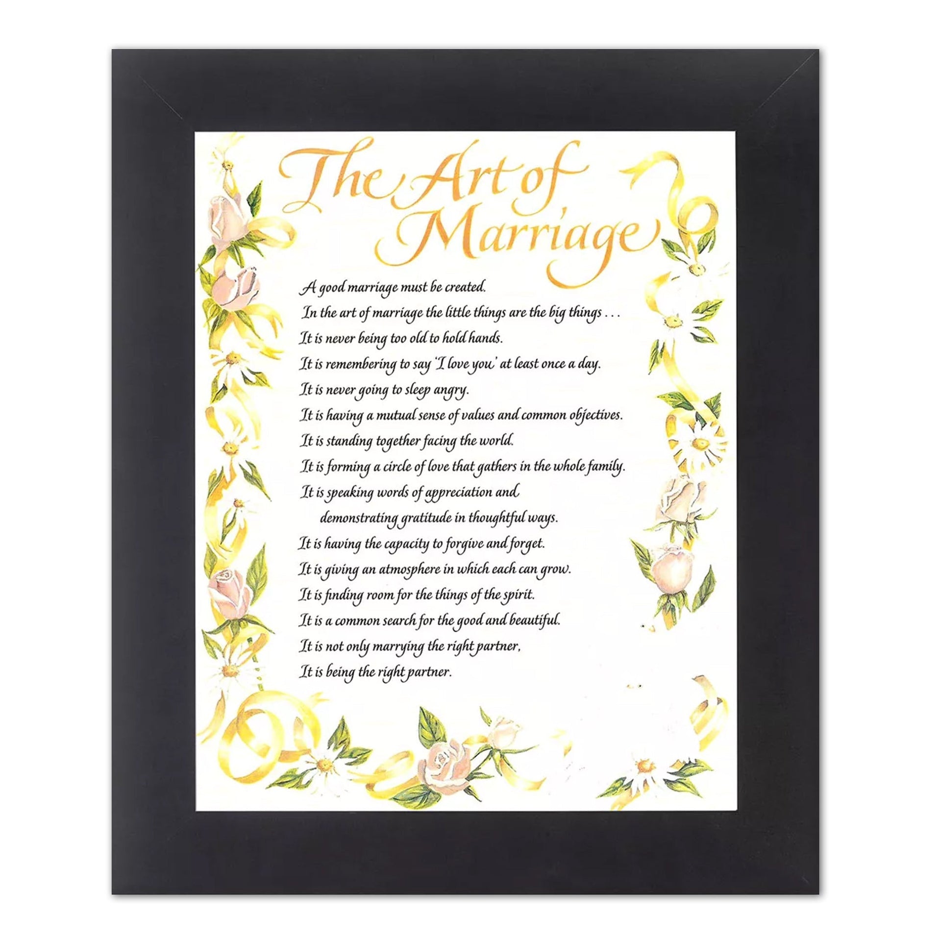 Marriage Art Print – Framed Wall Art 8x10 With Black Wood Frame & Real Glass