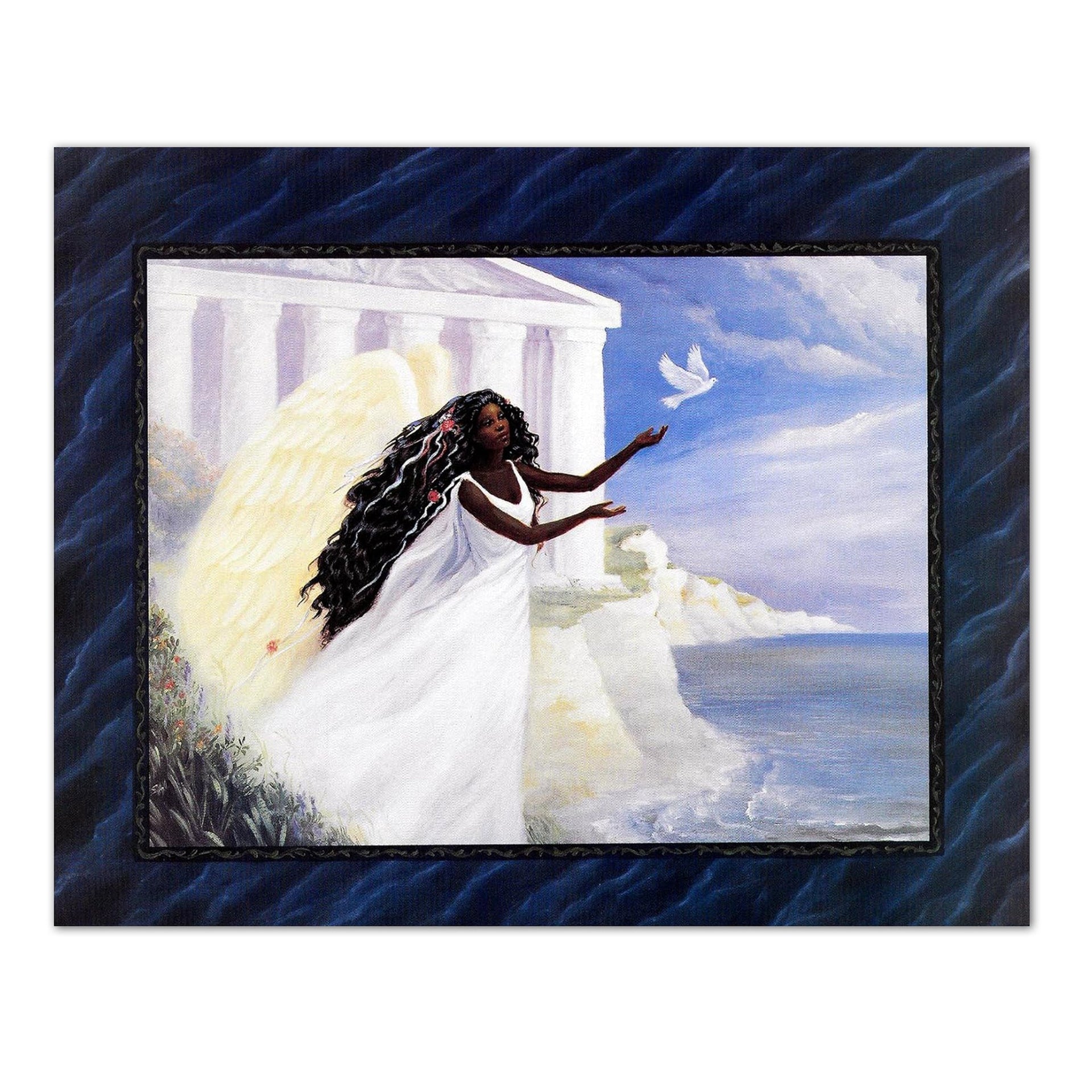 African American Art Print – Black Angel Releasing Dove 8x10 Lithograph