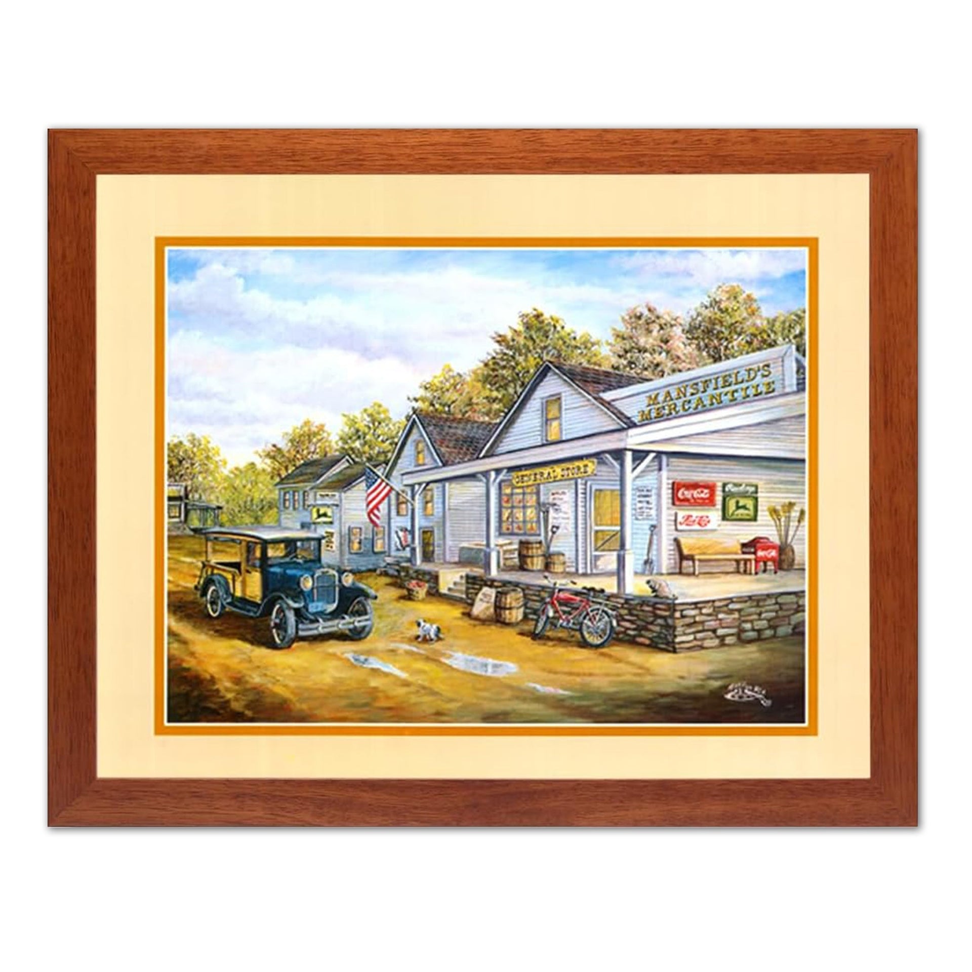 Folk Landscape Art Print - 16x20 Country Wall Art | Vivid, Ready to Frame