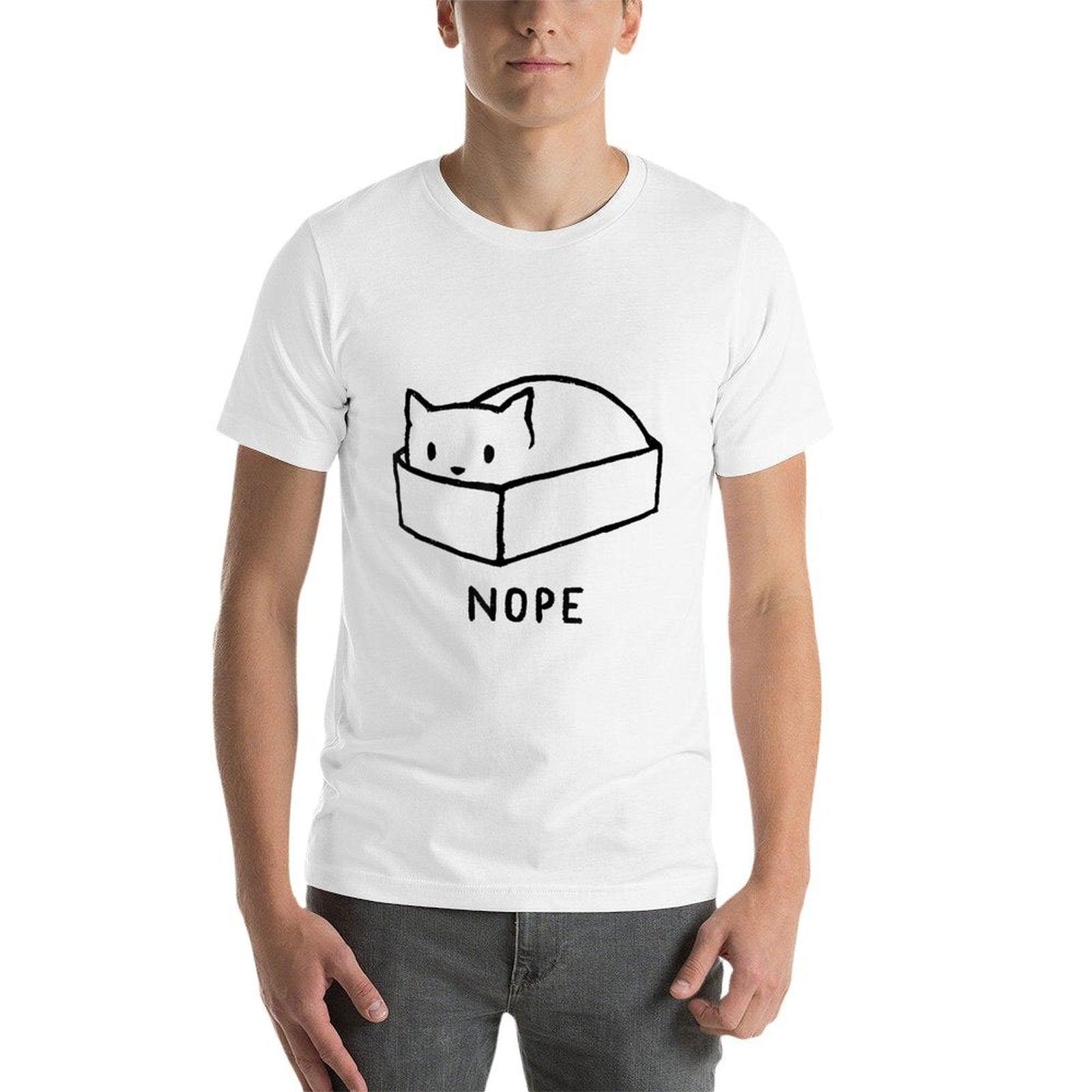 Nope Box Cat Funny For Men Women  Fade-proof Color T-Shirt