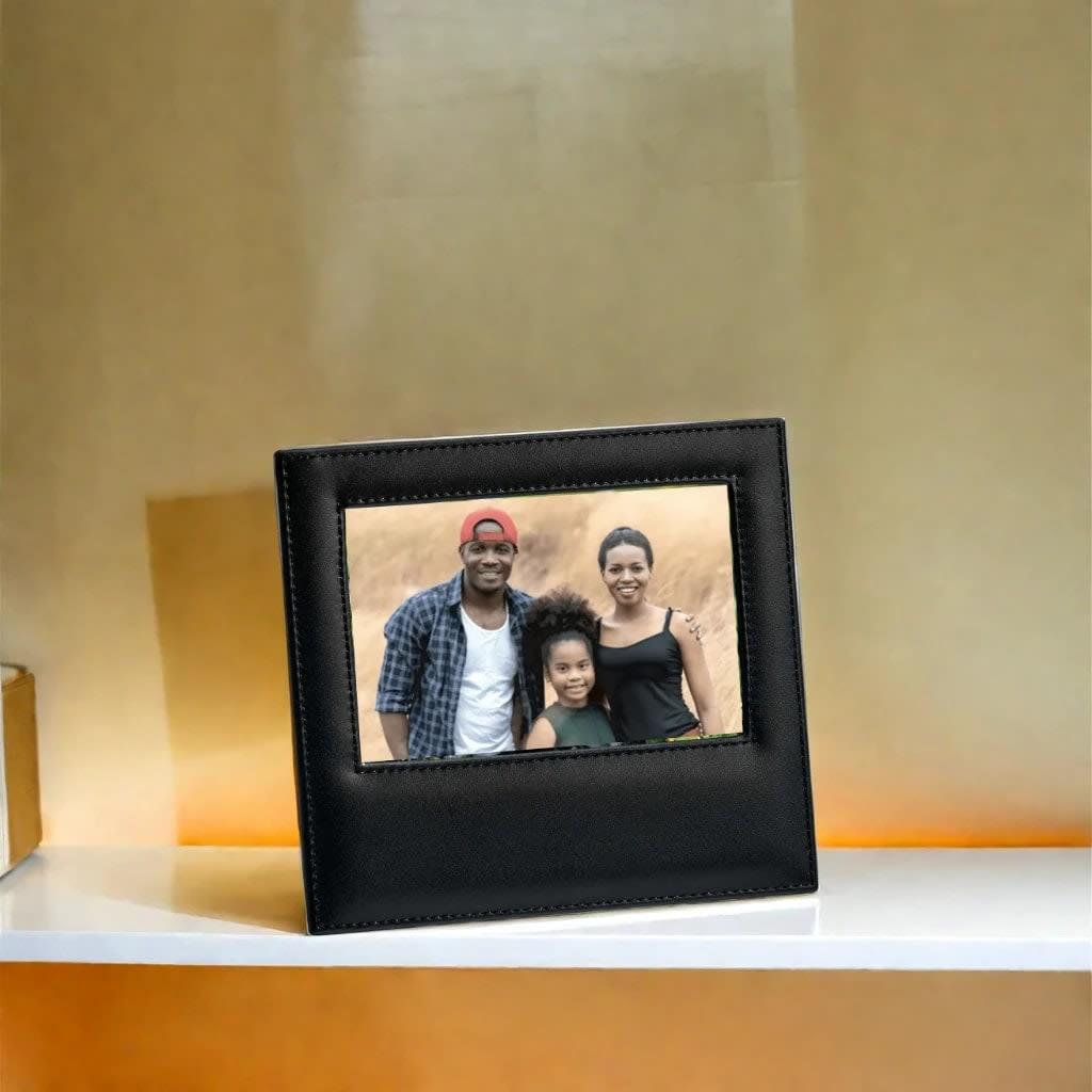 Black Leather Frame Holds 4