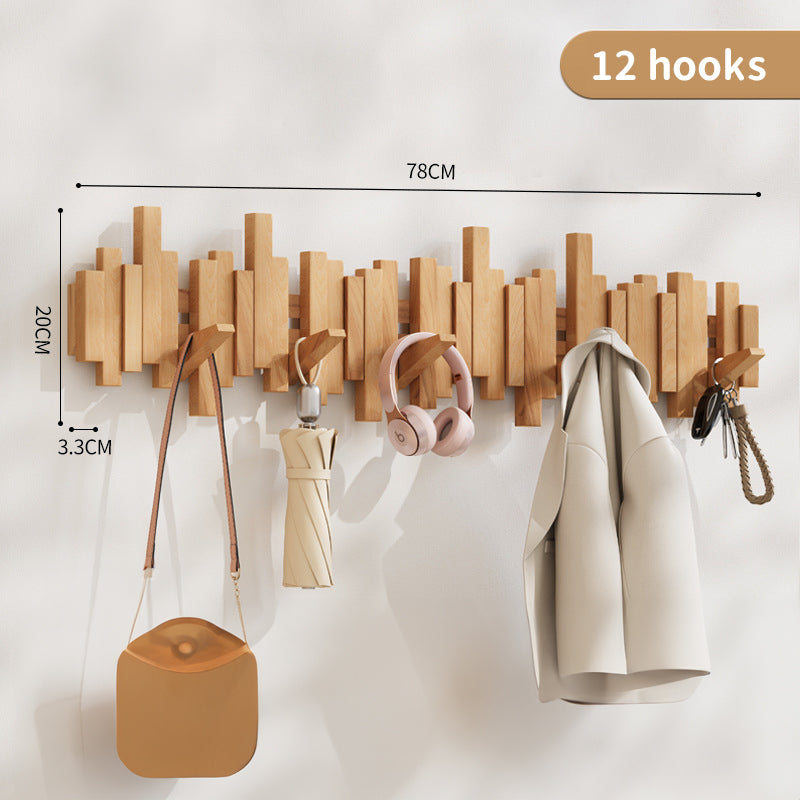 Coat Racks Wall Hanging Wall Entry Door Porch Hanging Scarf Coat Rack Perforated Solid Wood Creative Piano Keys Clothes Hook