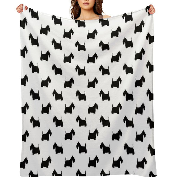 Scottish Terrier Silhouette(s) Black Scottie Dog Premium Throw Blanket