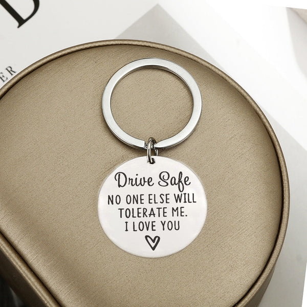 Driving safety stainless steel keychain Couple boyfriend girlfriend gift