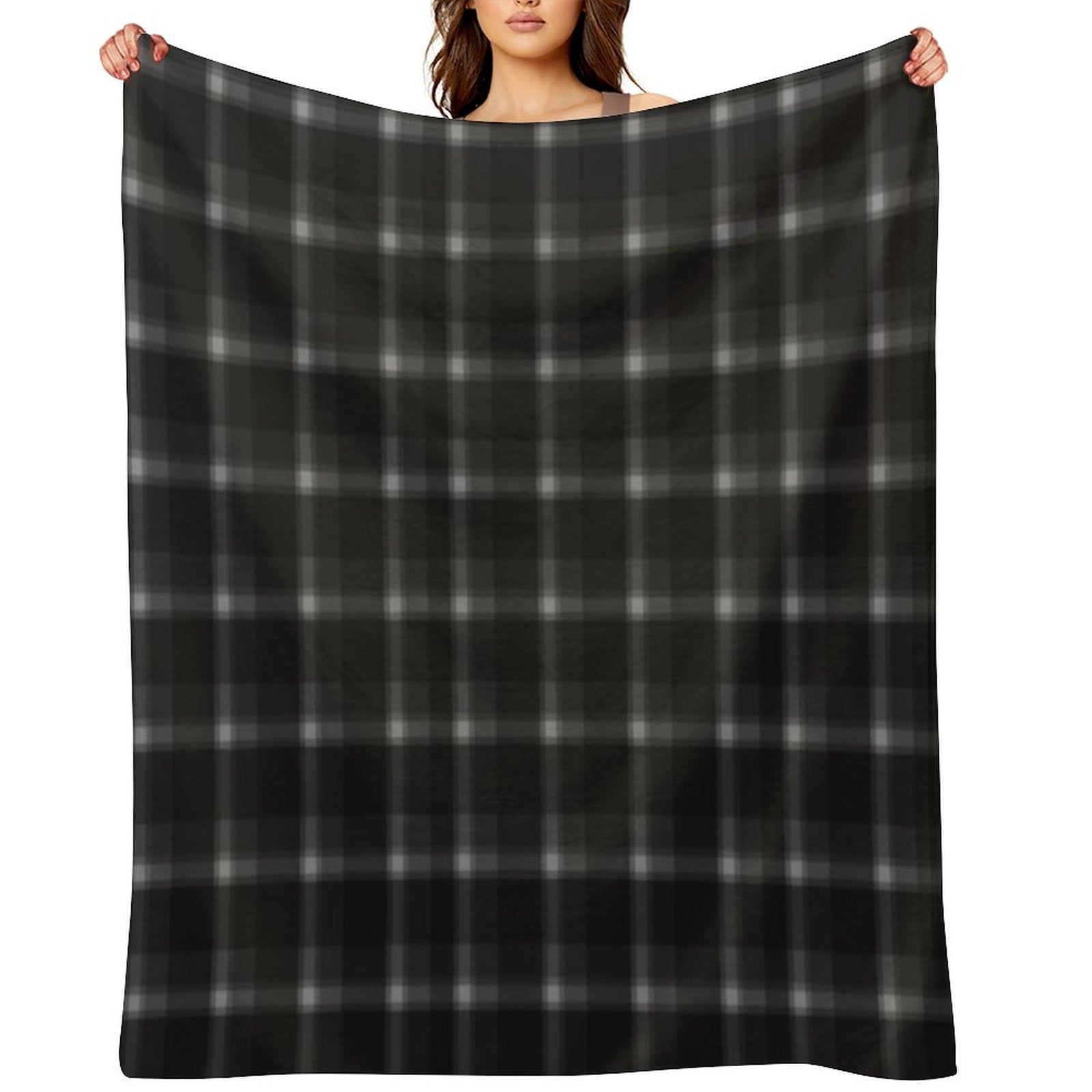 Plaid Black Grey Pattern Wrinkle-free Throw Blanket