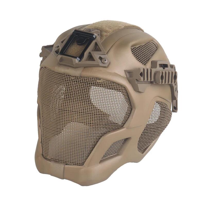 Lightweight EVA tactical helmet for hunting, airsoft, etc. Steel mesh mask included, good for cosplay.