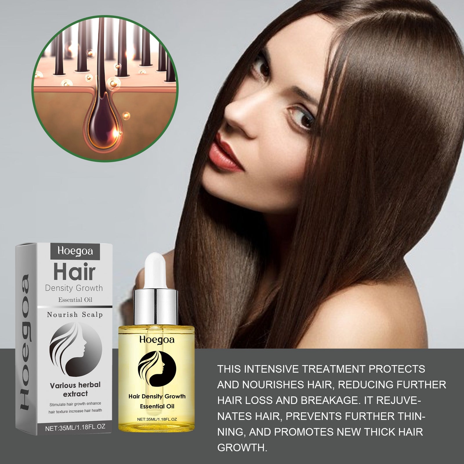 Hair Density Growth Essential Oil, Nourishing Hair Root Repair Perming Dry Damaged Hair Supple Hair Care Essential Oil