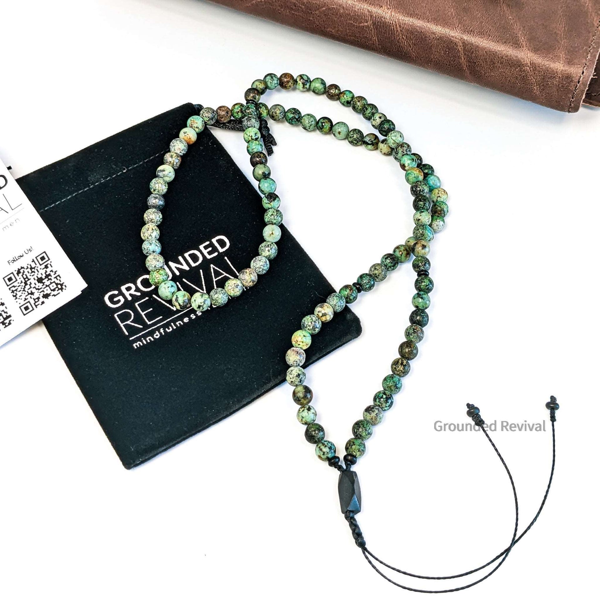 African Turquoise Tasbih Bracelet | Men's Misbaha Wrap - 99 Beads, 6mm