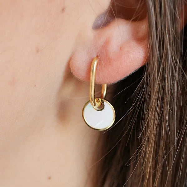 Gold Mother-Of-Pearl Drop Earrings