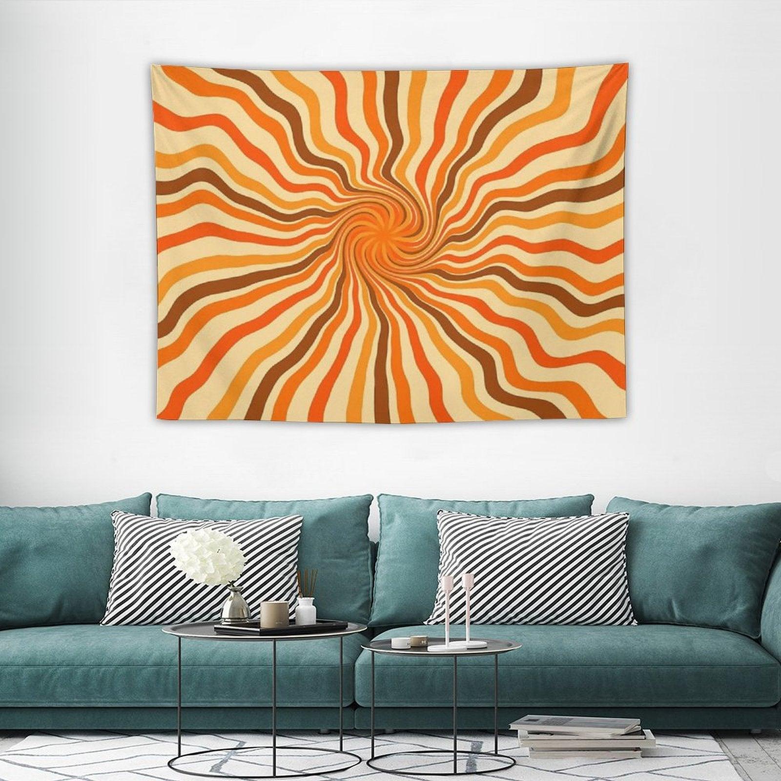 Retro 70s Hippies Swirl Twist  Old School Colors Tapestry