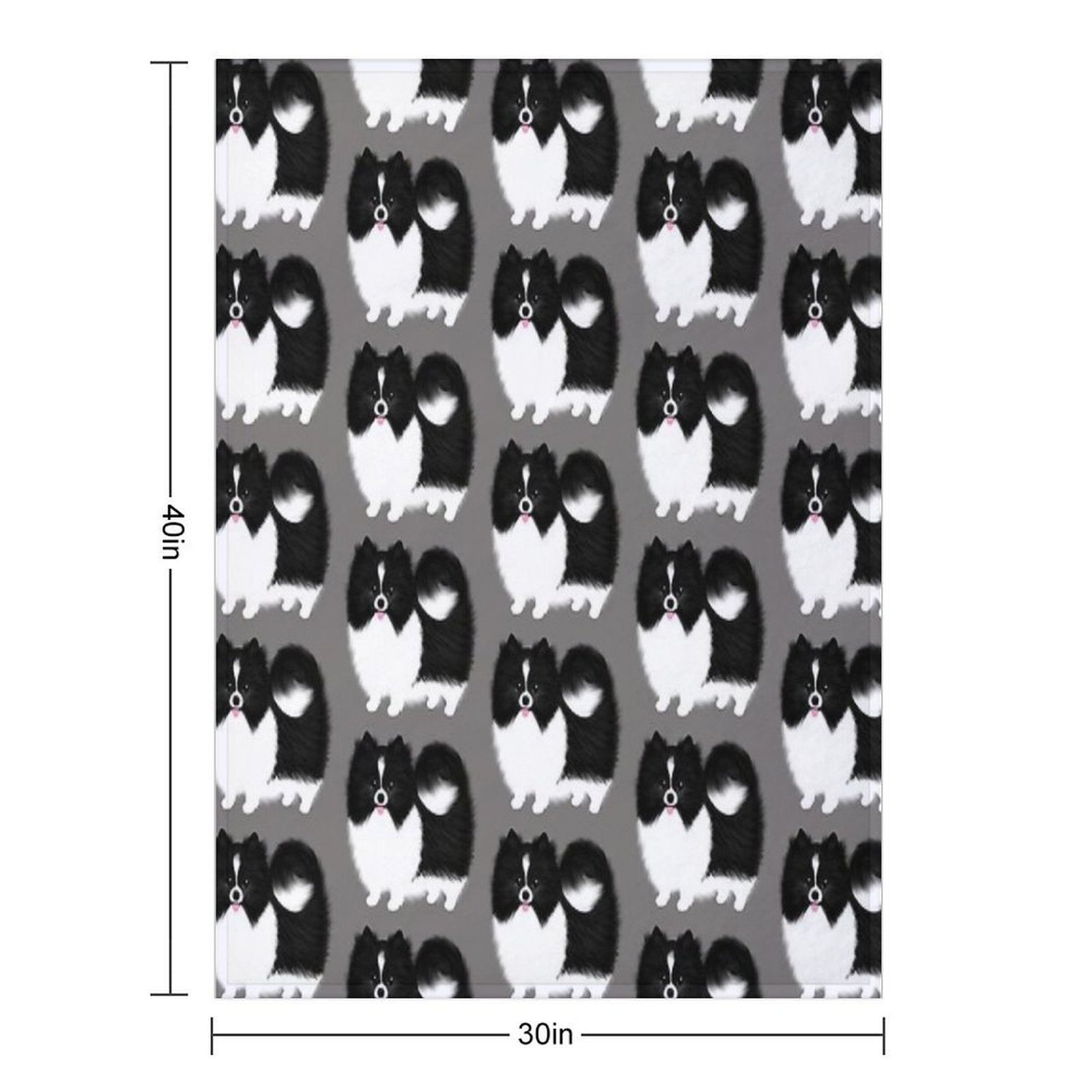 Black And White Parti Pomeranian  Cute Black And White Fluffy Dog Durable Throw Blanket