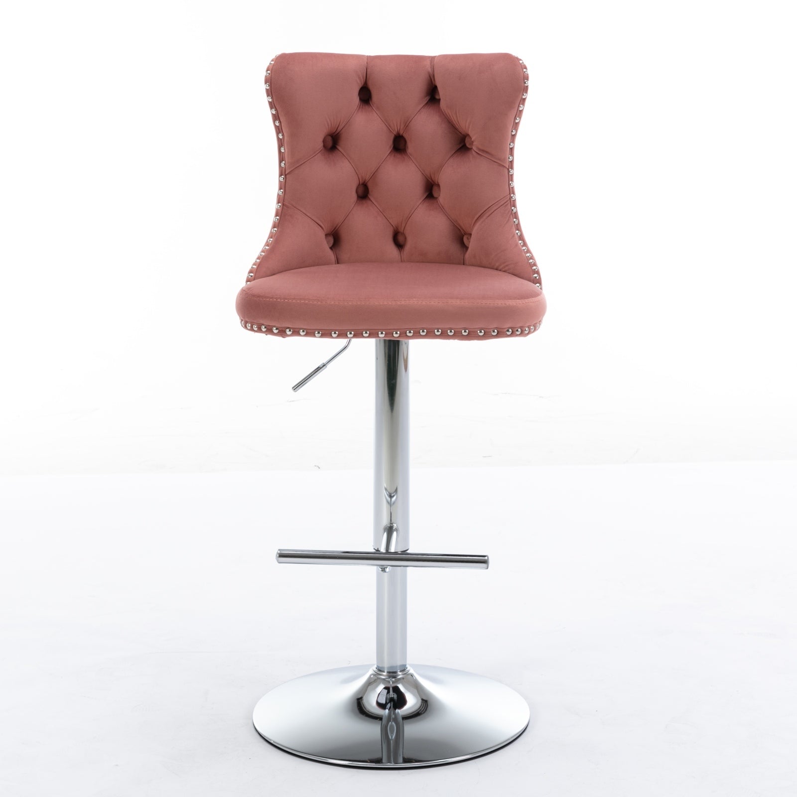 Modern Velvet Swivel Barstools with Adjustable Seat Height and Chrome Base
