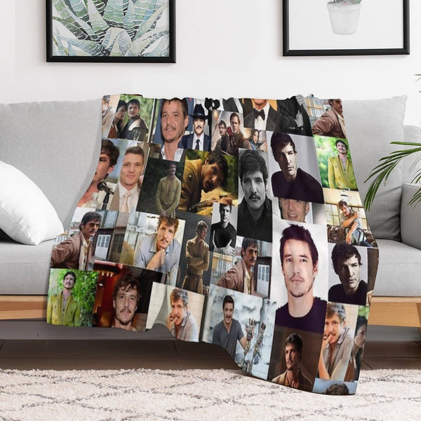 Pedro Pascal Abstract Seamless Collage Travel-friendly Throw Blanket