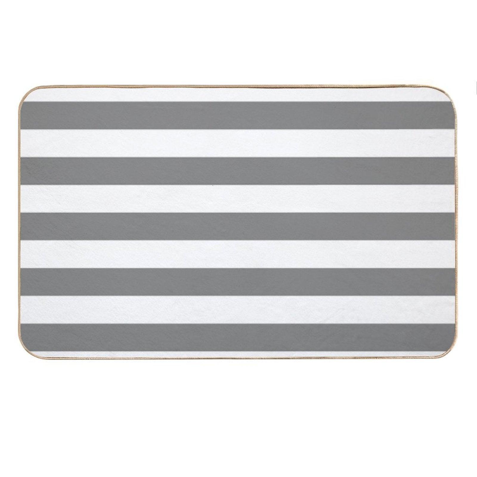 GRAY AND WHITE STRIPES Bath Mat
