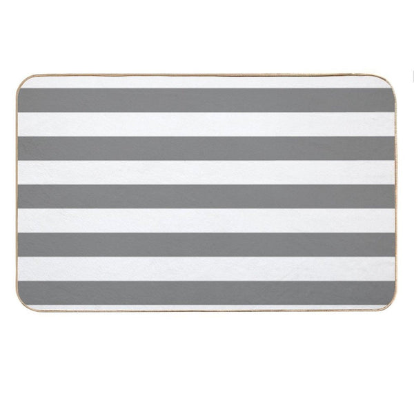 GRAY AND WHITE STRIPES Bath Mat