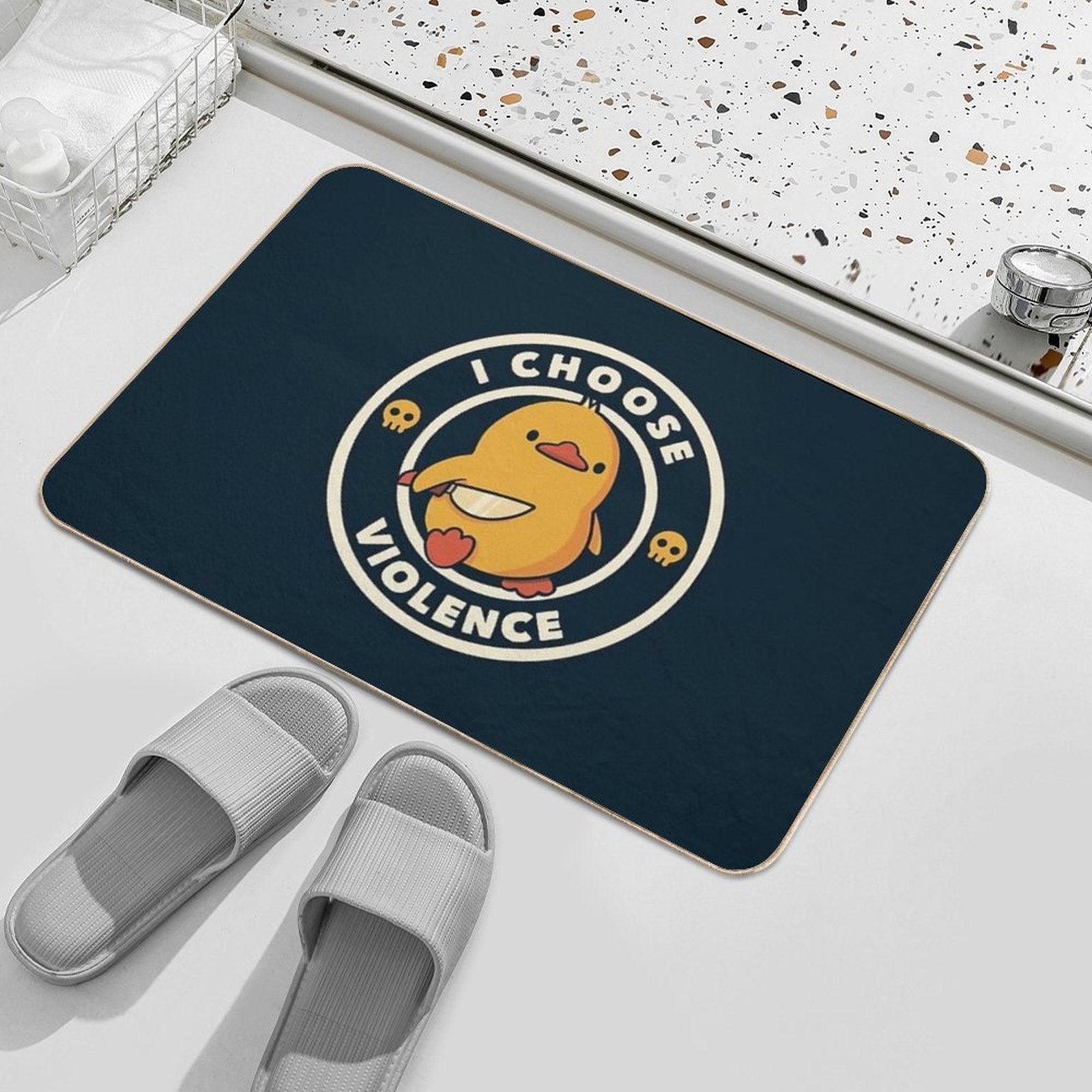 I Choose Violence Funny Duck by Tobe Fonseca  Pet-Safe Bath Mat