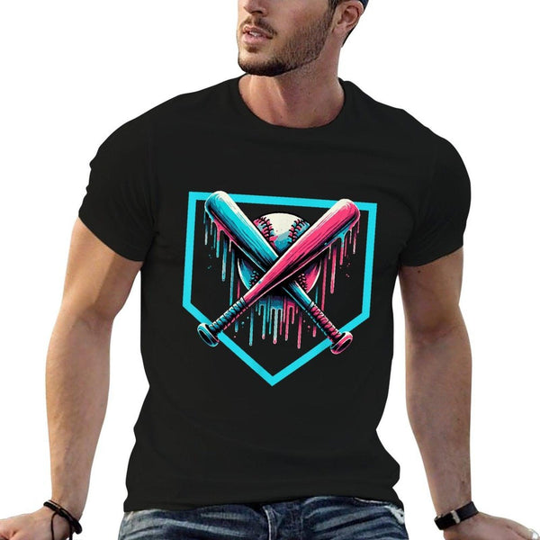 Drip Boys Baseball Bat And  Heathered Texture T-Shirt