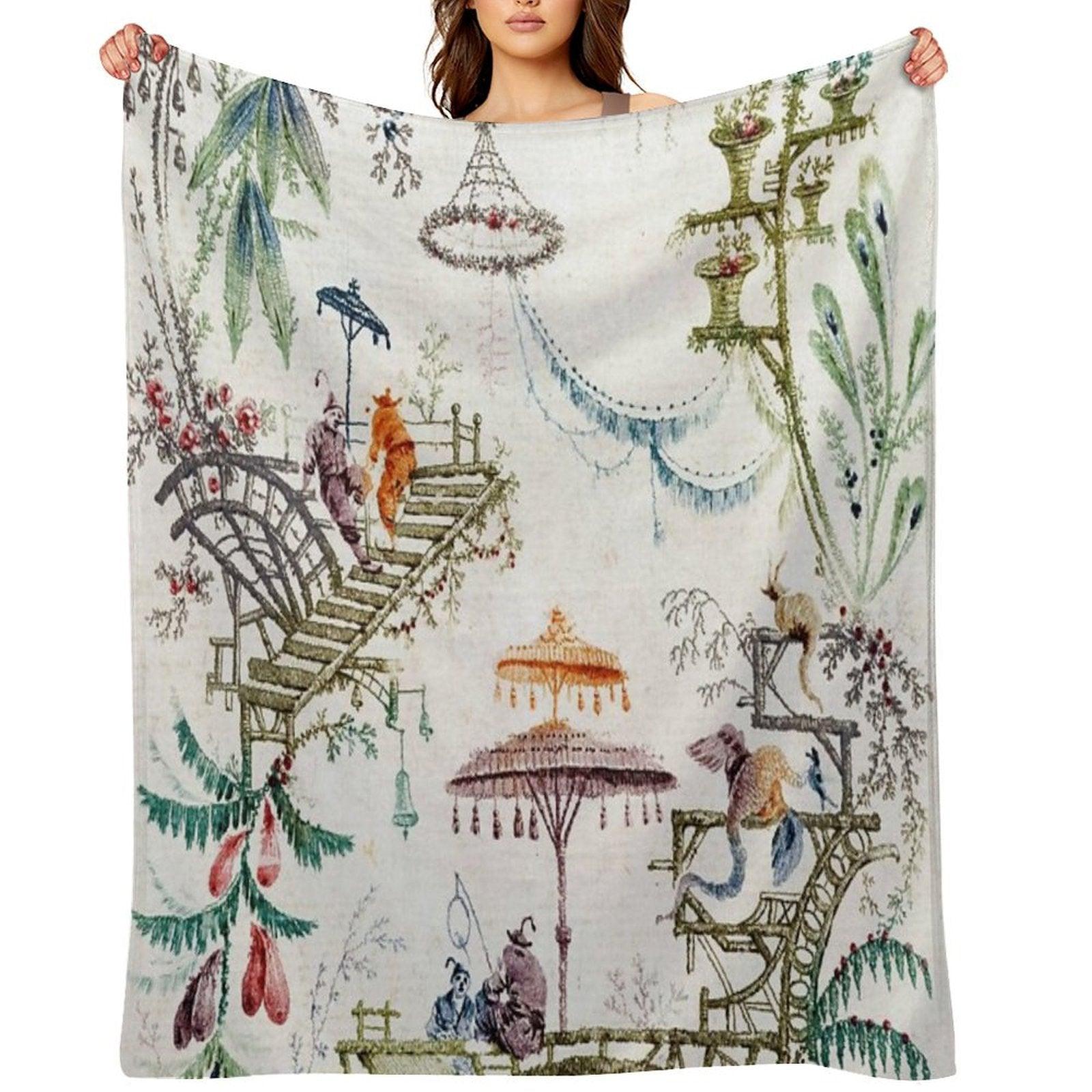Enchanted Forest Chinoiserie Throw Blanket