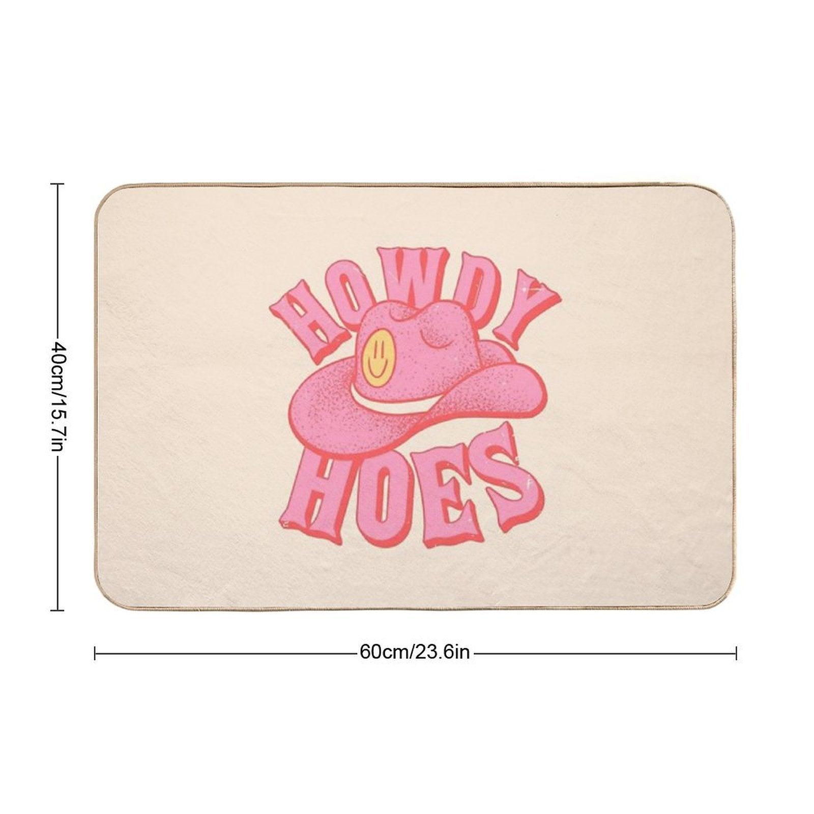 Howdy Hoes  Pink Cowboy Cowgirl Rodeo Hat Preppy Aesthetic  MEME HOWDY Y'ALL  White Background Bath Mat