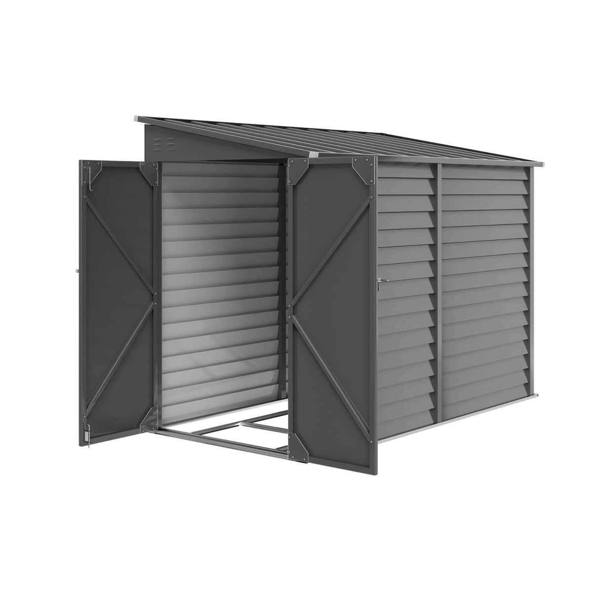[05X09FT] Heavy-Duty Outdoor Galvanized Steel Storage Shed With Lockable Doors (SAK80637)