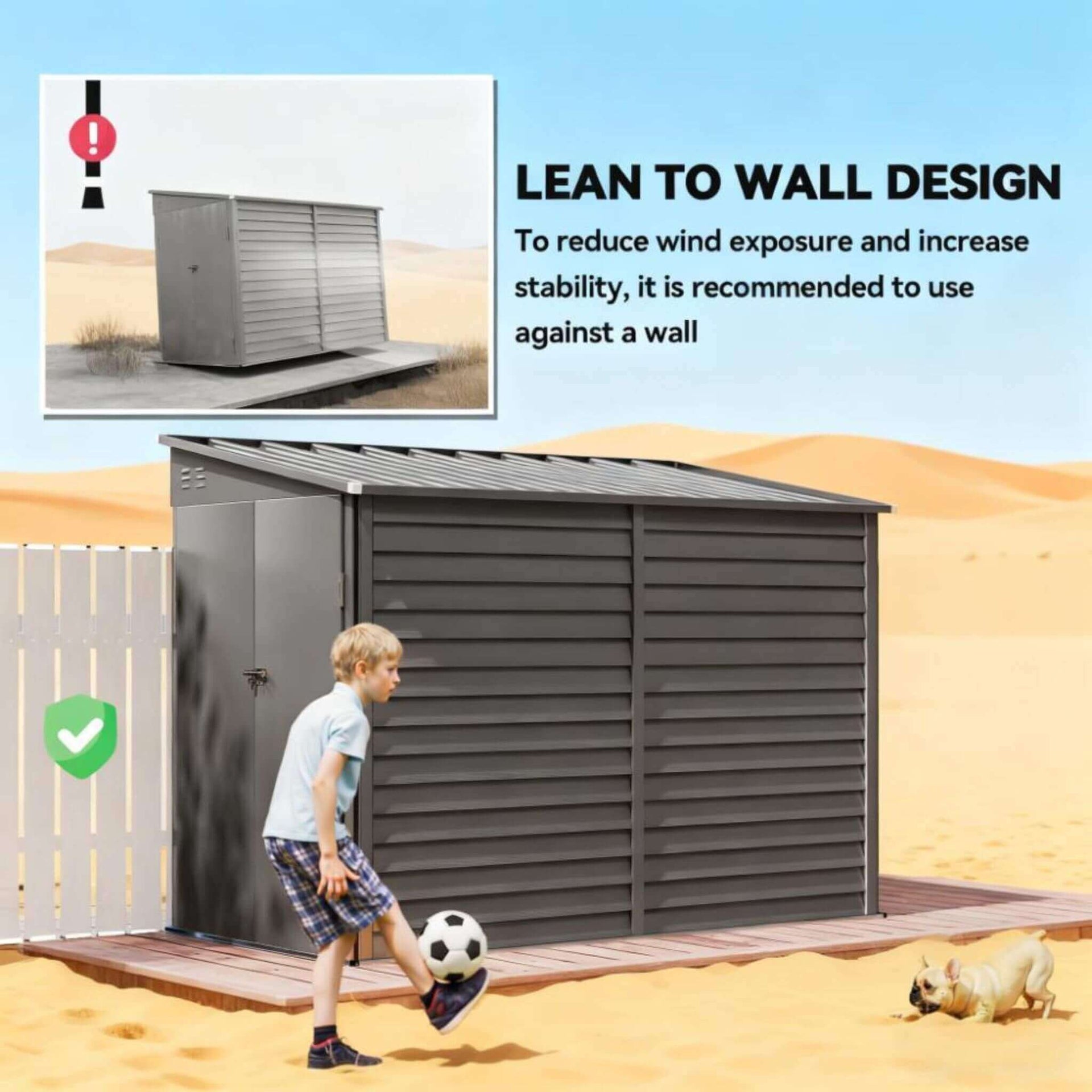 [05X09FT] Heavy-Duty Outdoor Galvanized Steel Storage Shed With Lockable Doors (SAK80637)