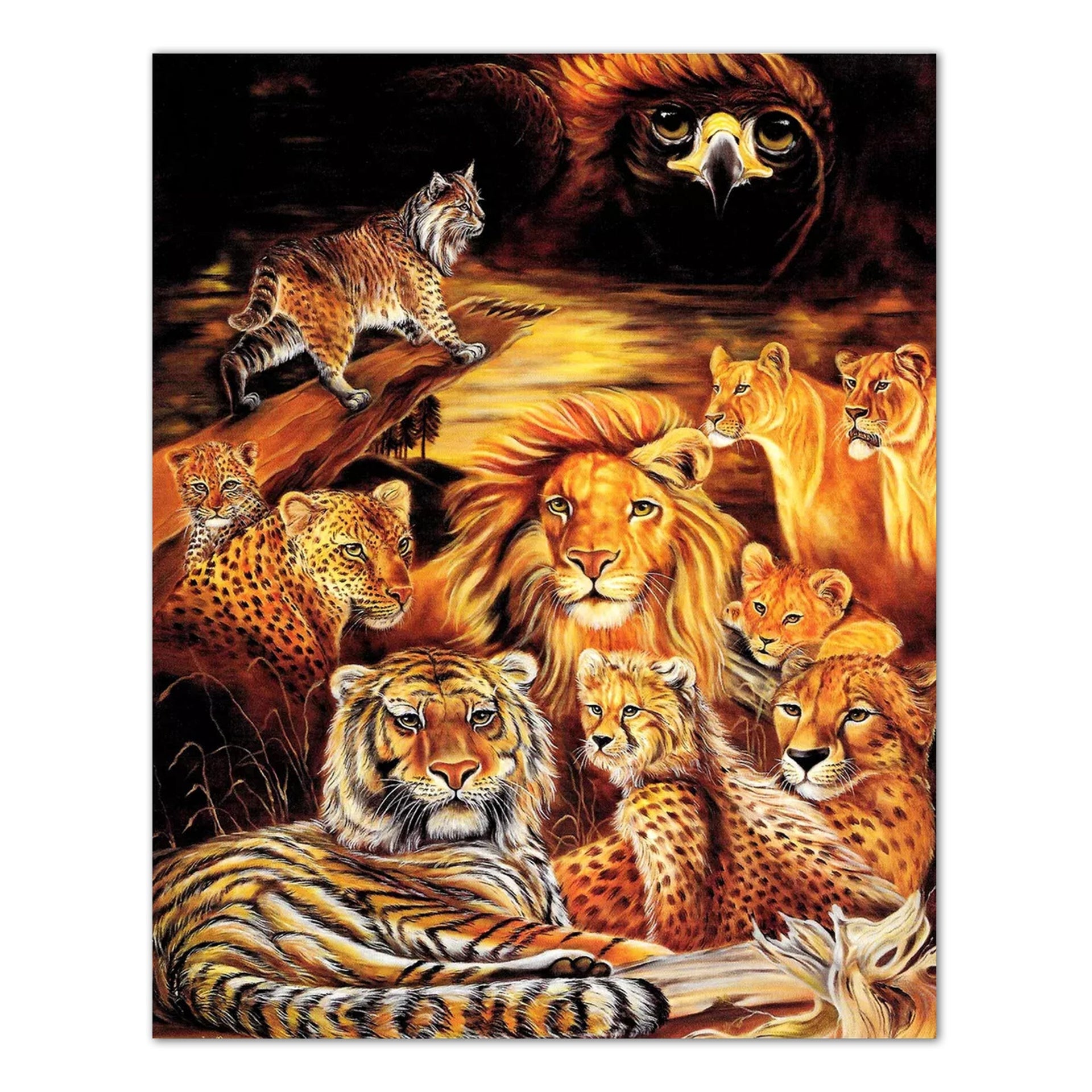 Big Cat Art Print – Wild Cat Wall Art 8x10 Inch Ready to Frame Collage