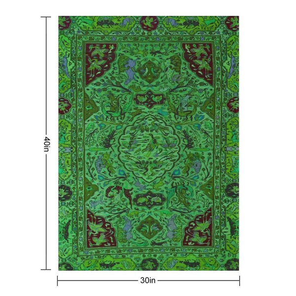 Carpet Pattern in Green And Blue Multi-functional Throw Blanket