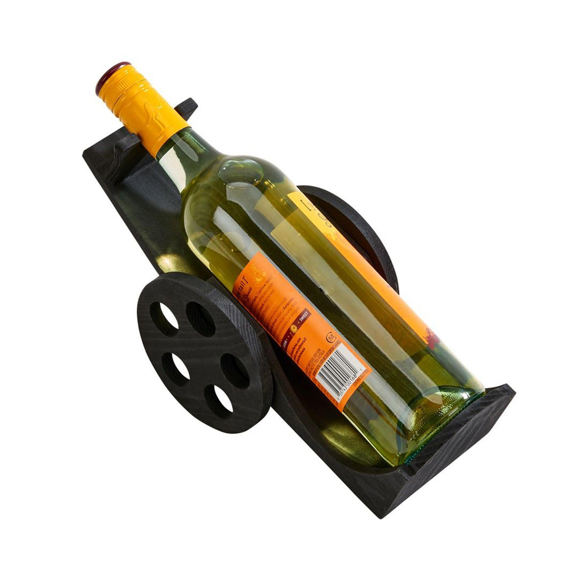 Black Wood Wine Bottle Cart - 6