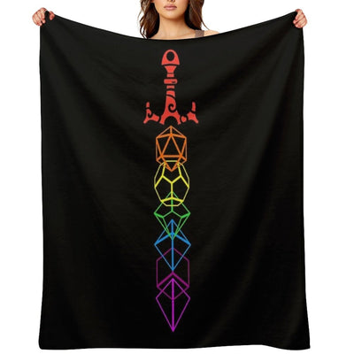 Dice Sword Rainbow Tabletop RPG Gaming Wrinkle-free Throw Blanket