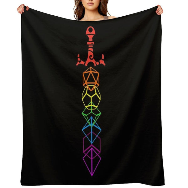 Dice Sword Rainbow Tabletop RPG Gaming Wrinkle-free Throw Blanket