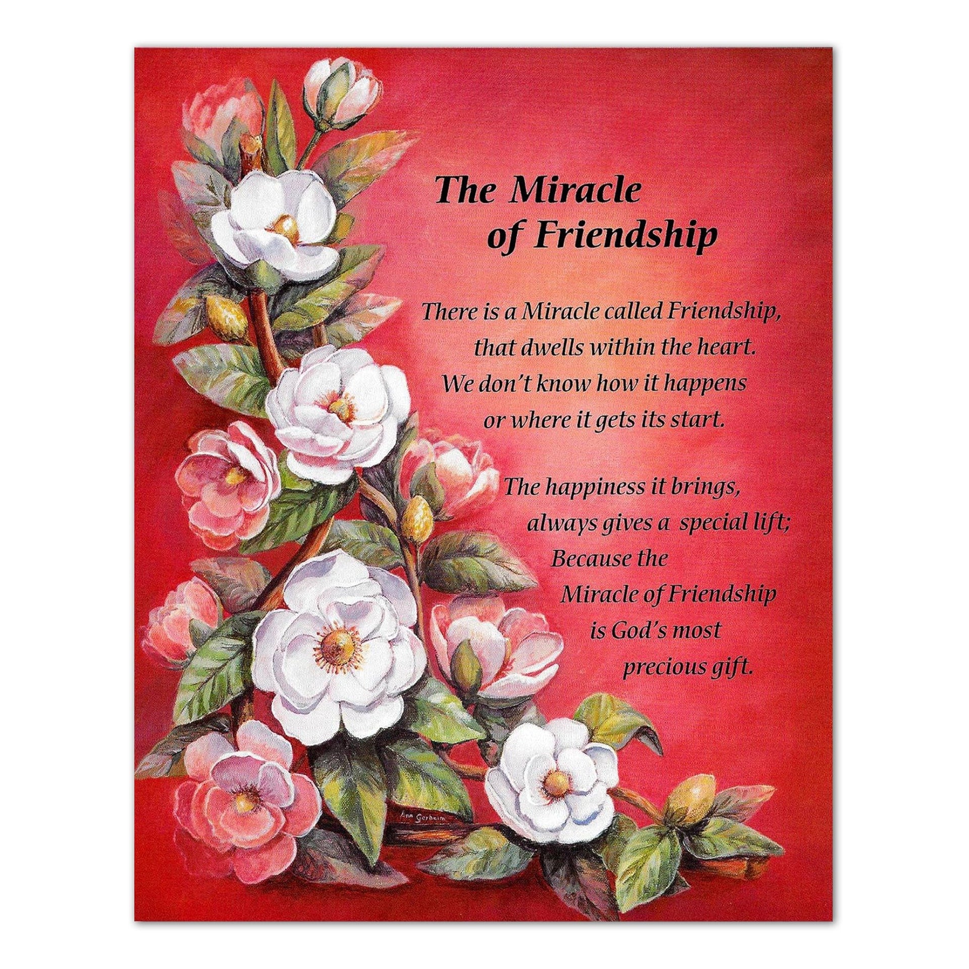 Friendship Wall Art – 8x10 Poem Wall Picture with Flowers, Ready to Frame Print