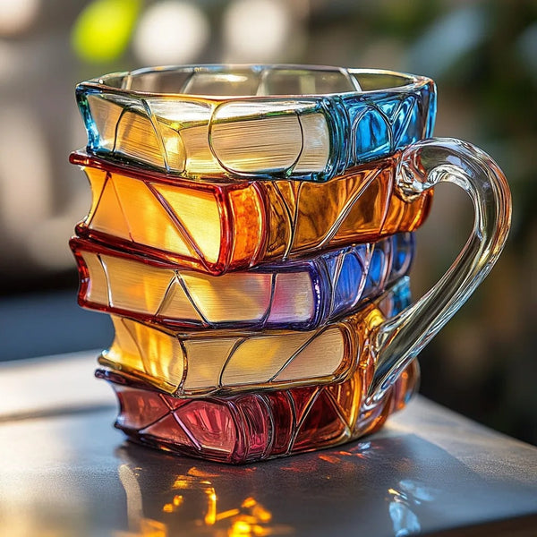 Colorful Books Coffee Cup Unique Stacked Books Coffee Cup