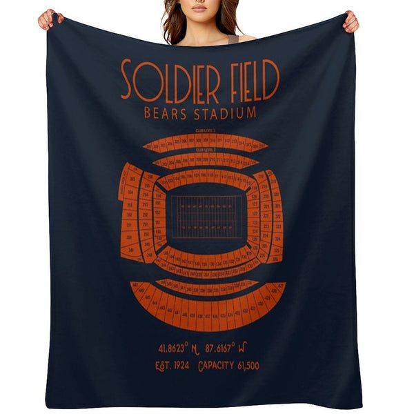 Chicago Bears Soldier Field Poster Print Compact Throw Blanket