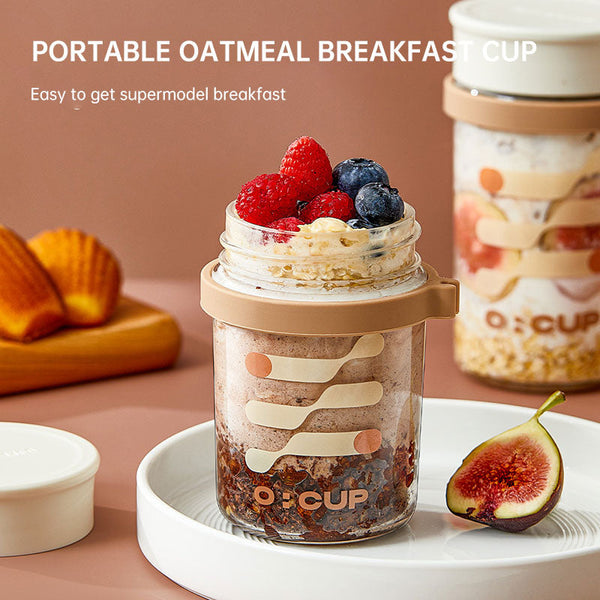 Glass oatmeal breakfast cup home milk cup with spoon bowl water cup with coffee cup