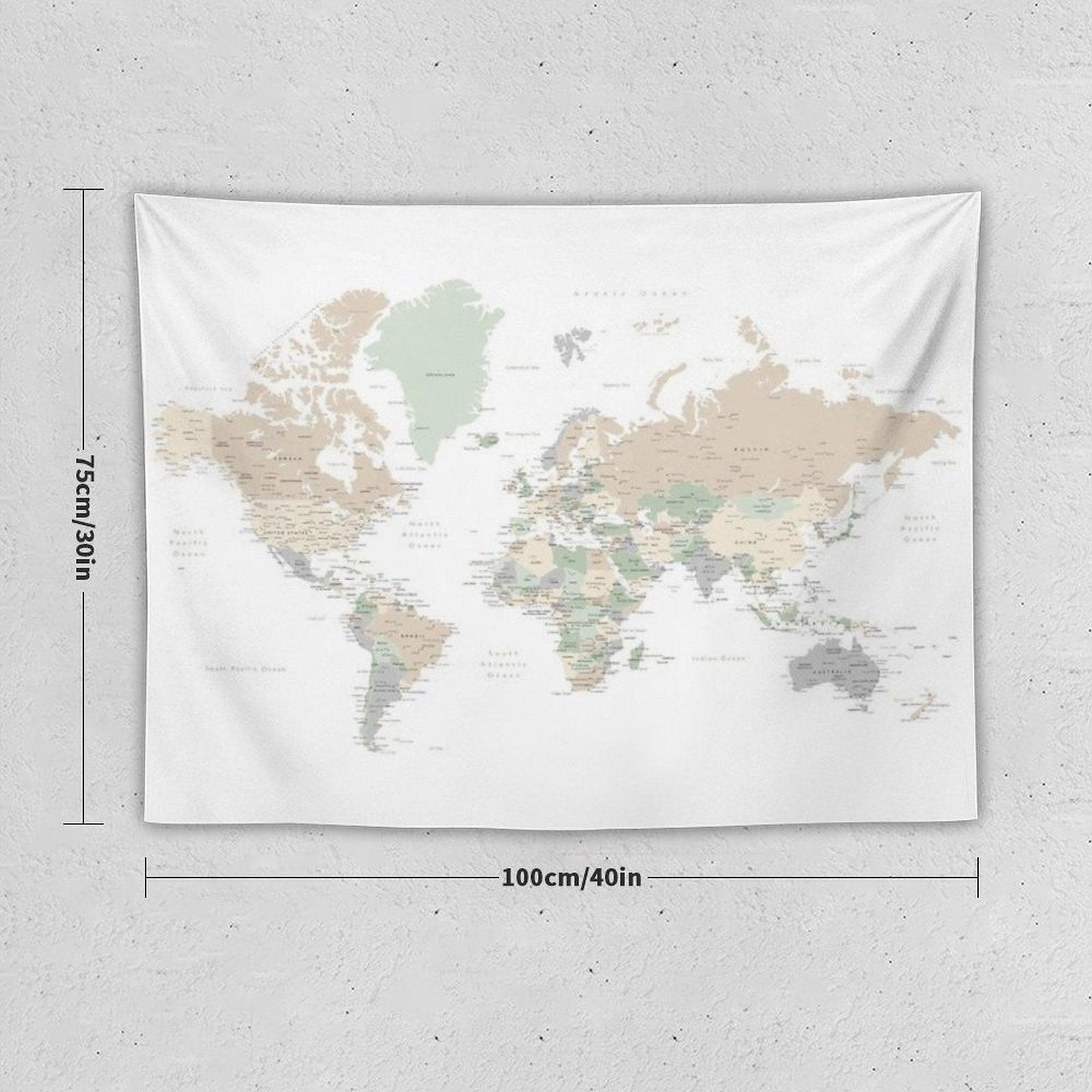Detailed World Map with Cities, Anouk Tapestry