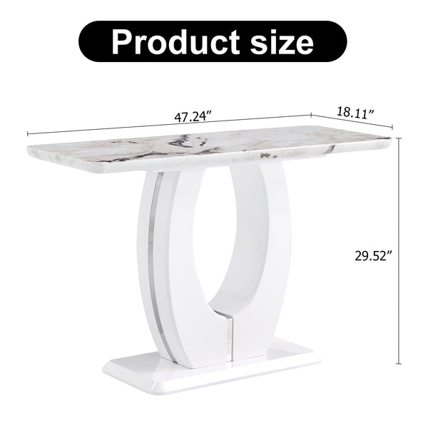 Modern Simple Glossy White Rectangular Counter Bar Table MDF 47.24 x 18.11 x 29.52 Inches