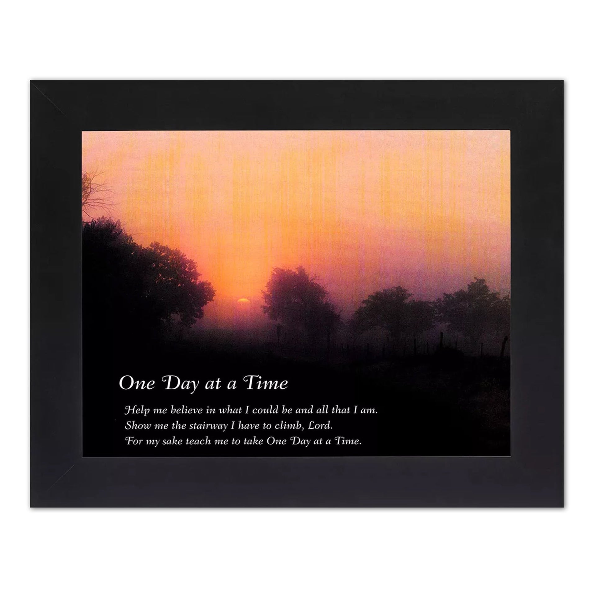 Christian Framed Art Print - One Day at a Time Sunrise Inspirational 8x10 Wall Art