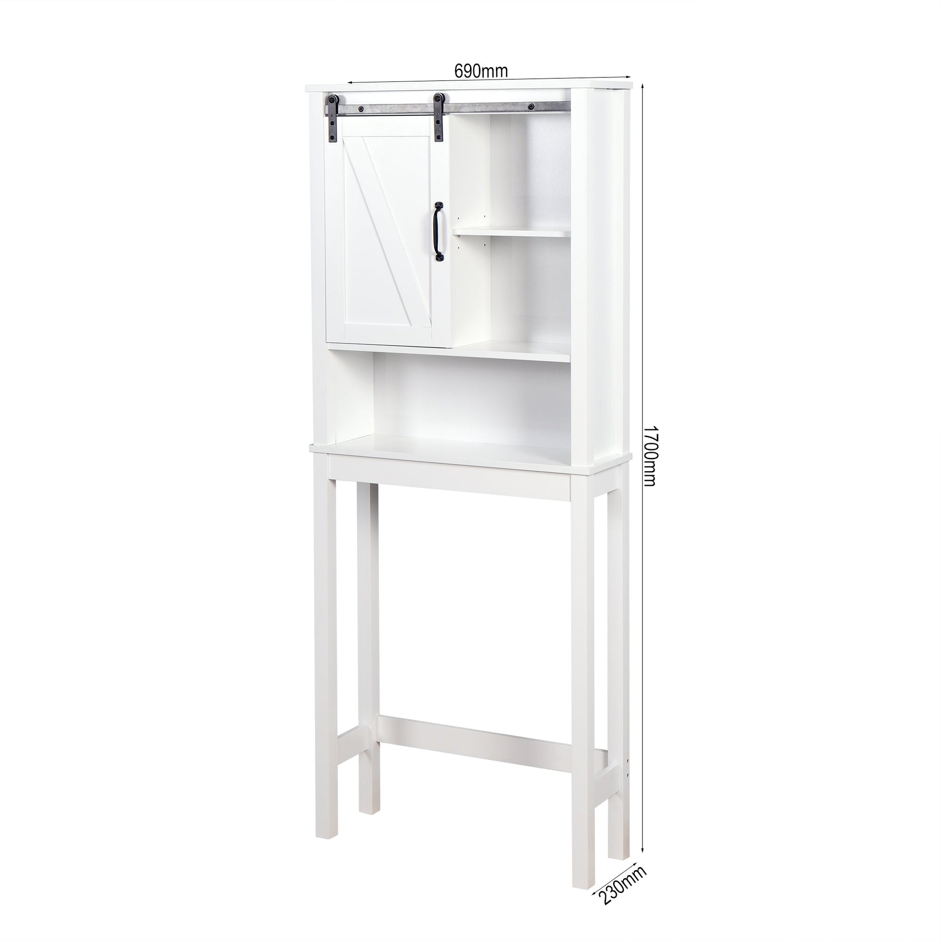 Over-the-Toilet Storage Cabinet, Space-Saving Bathroom Cabinet, with Adjustable Shelves and A Barn Door 27.16 x 9.06 x 67 inch V.I.P Digital Presence