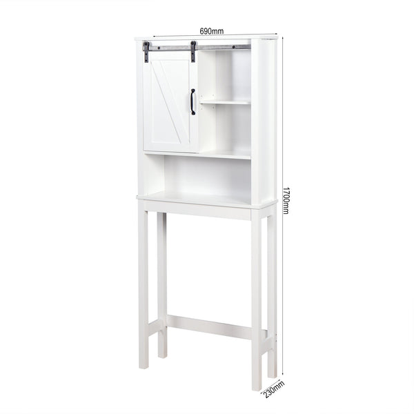 Over-the-Toilet Storage Cabinet, Space-Saving Bathroom Cabinet, with Adjustable Shelves and A Barn Door 27.16 x 9.06 x 67 inch V.I.P Digital Presence