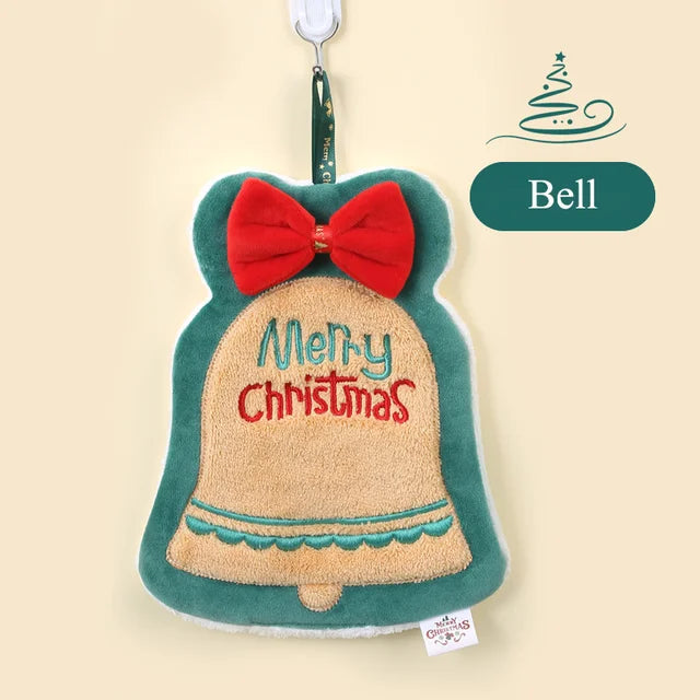 Christmas hand towel hanging style, new thickened coral fleece absorbent quick drying cloth, kitchen embroidery hand towel