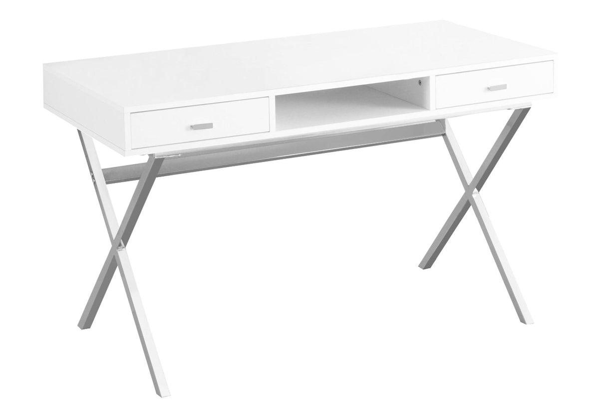 Glossy White Computer Desk with Storage Drawers