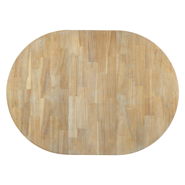 TREXM Farmhouse Round Extendable Dining Table with 16