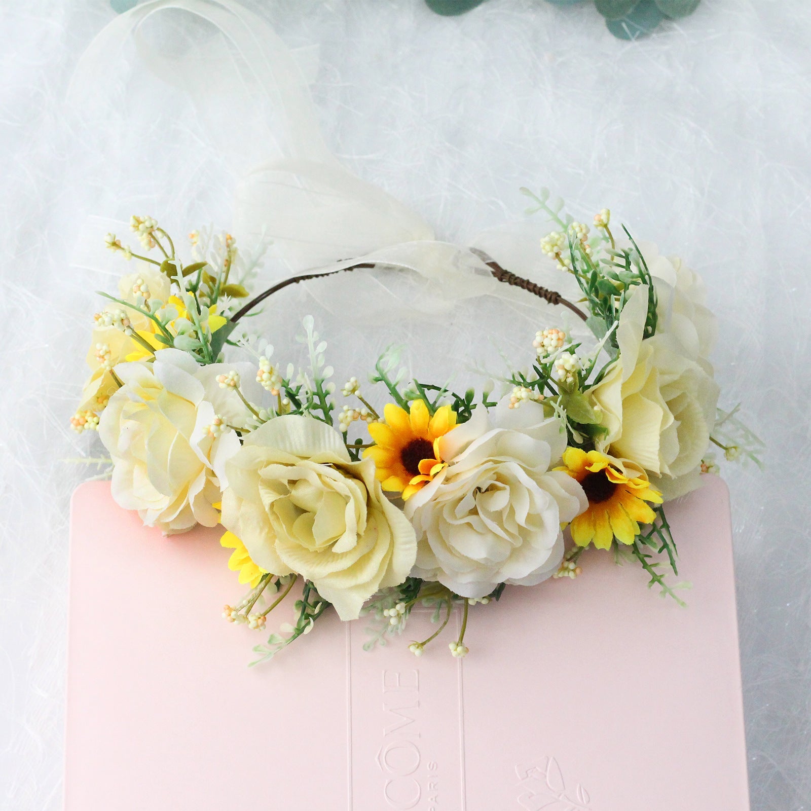 Big Rose Crown Simulation Flower Hair Hoop Sunflower Vine Flower Ring Street Dance Headwear