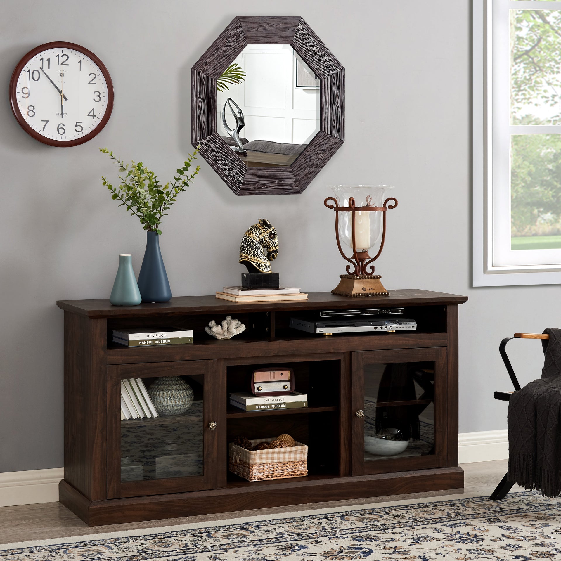 Contemporary TV Media Stand Modern Entertainment Console Brown