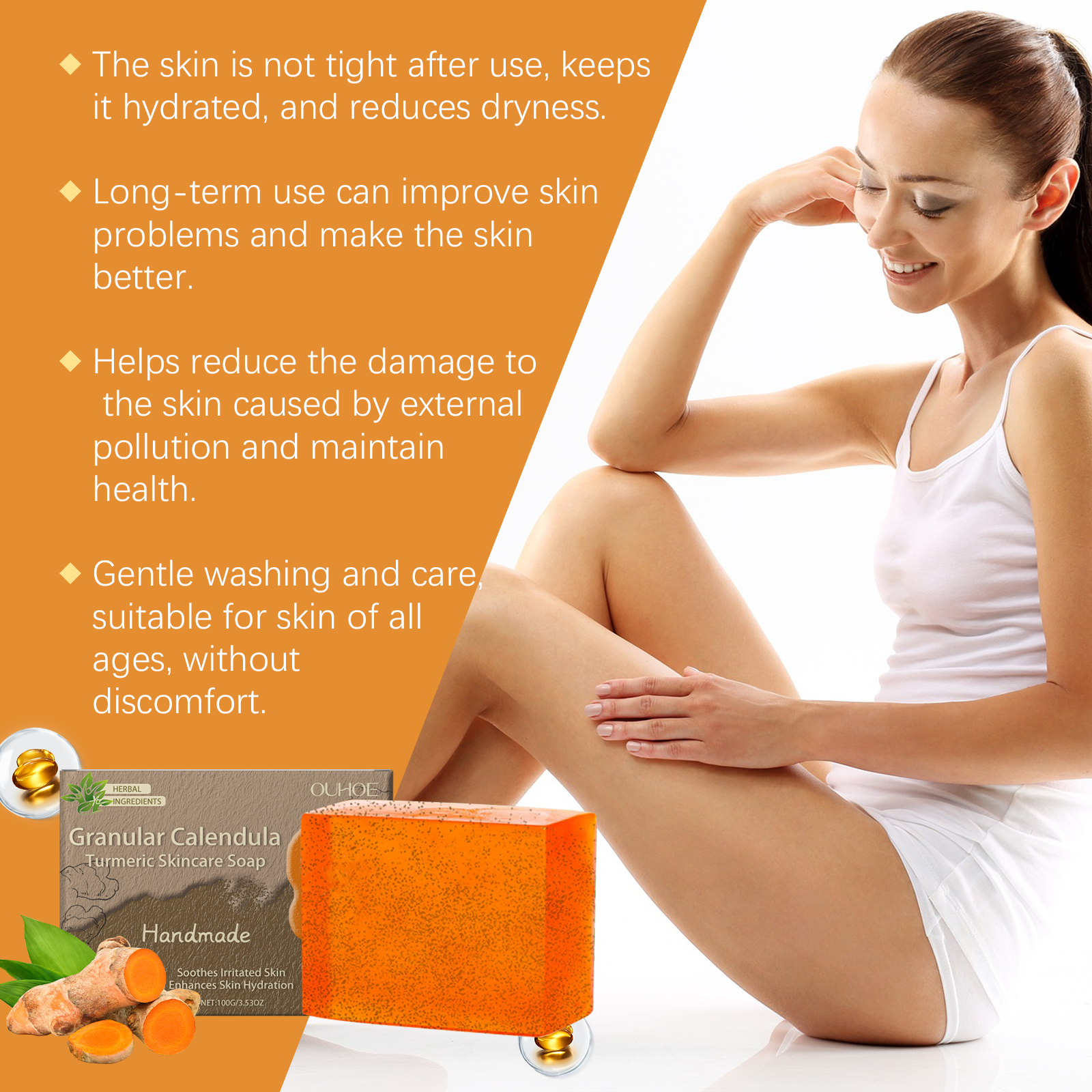 Calendula Turmeric Skin Care Soap Gently Cleans Pores And Moisturizes And Nourishes Skin And Body Bath